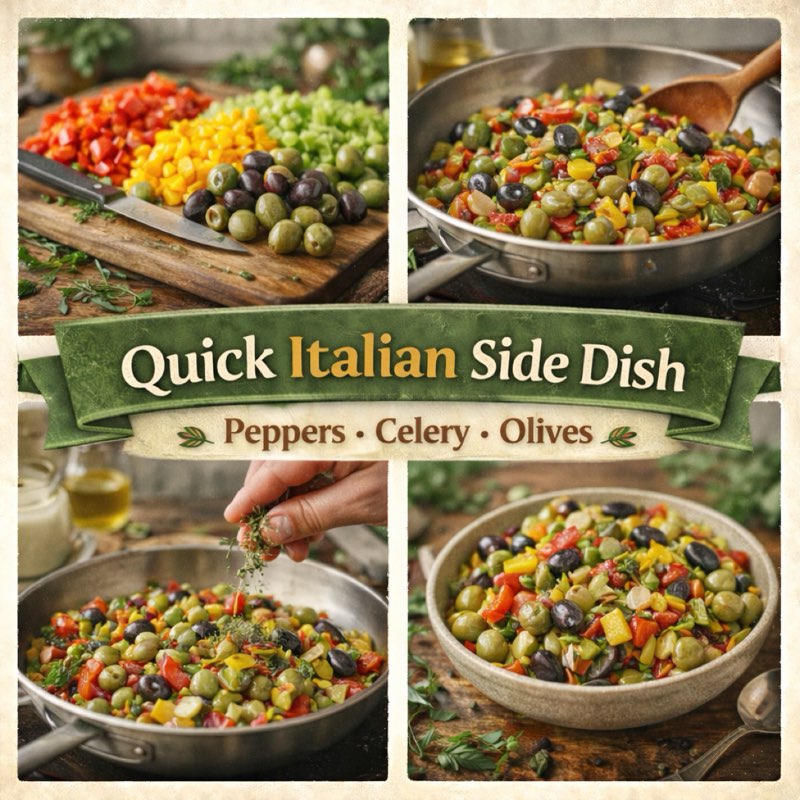 Quick Italian Side Dish with Peppers, Celery & Olives